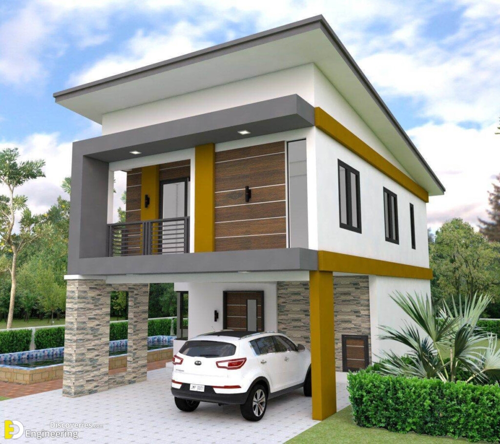 Two Storey House Plan With 3 Bedrooms And 2 Car Garage Engineering  - 3 Bedroom House 2 Car Garage Floor Plans