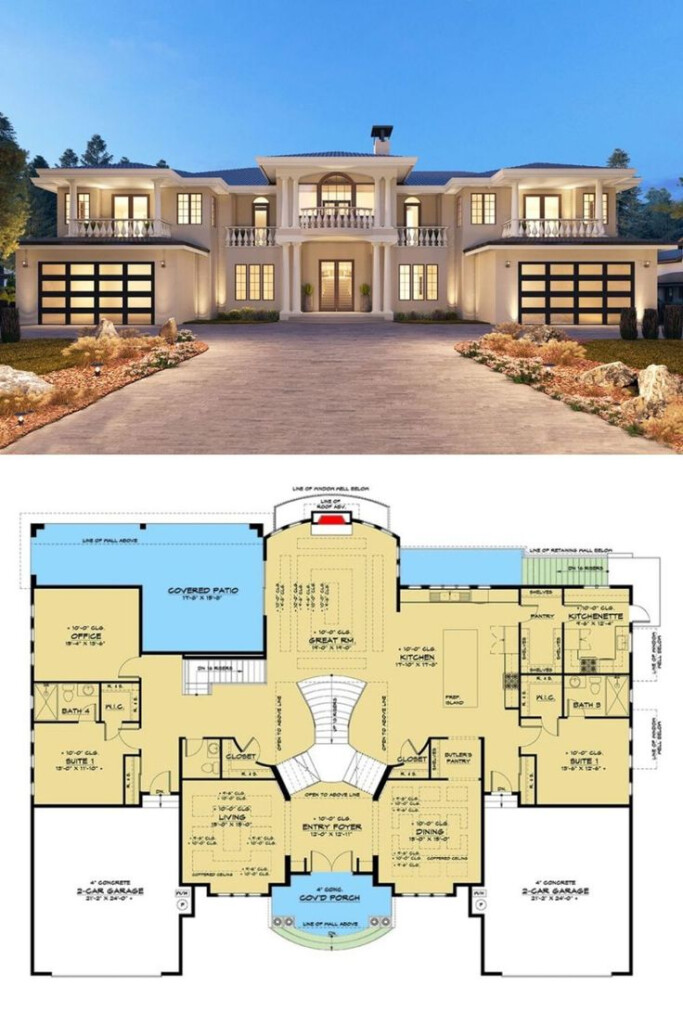 Two Story 10 Bedroom Luxury European Home With Balconies And Lower  - 10 Bedroom House Floor Plan