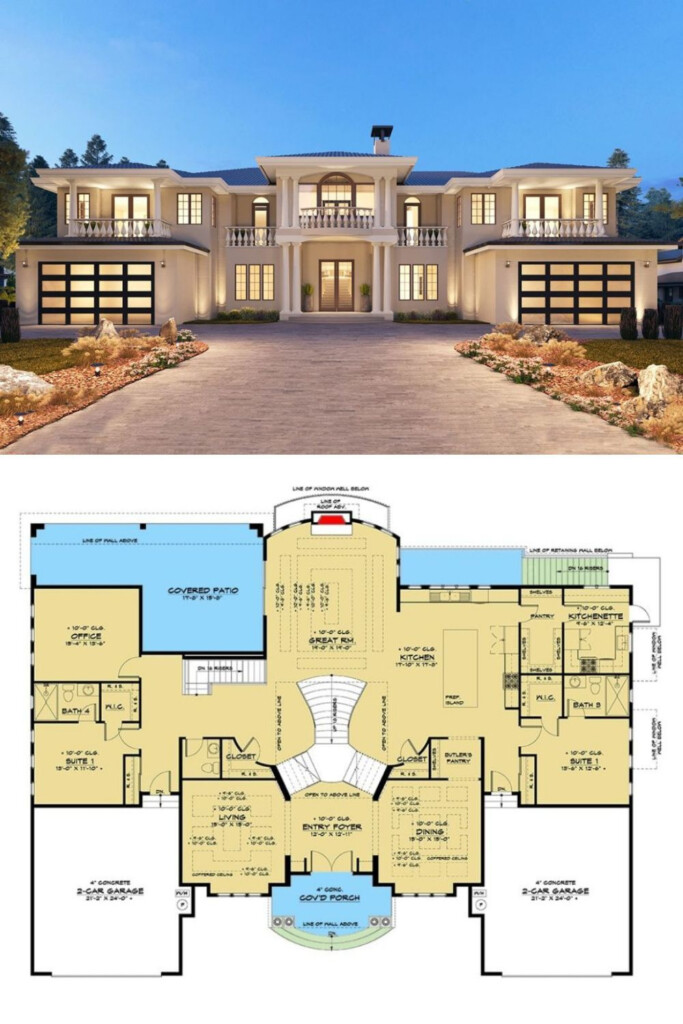 Two Story 10 Bedroom Luxury European Home With Balconies And Lower  - Floor Plans For A 10 Bedroom House