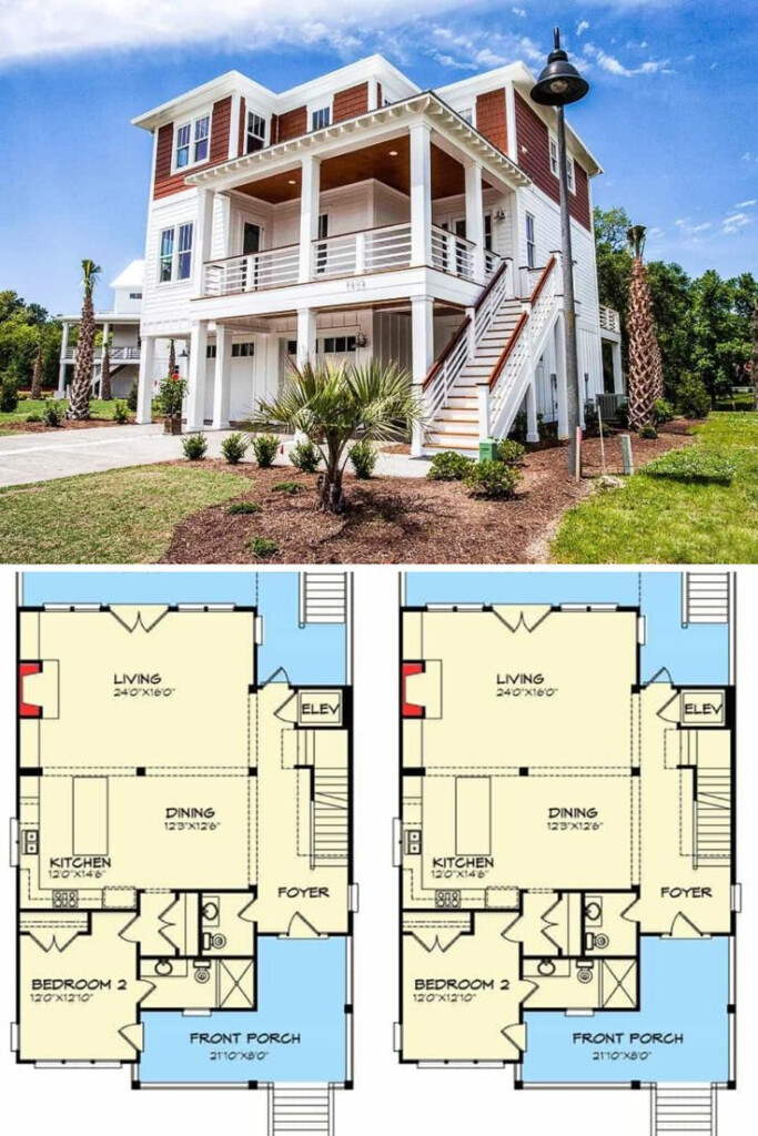 Two Story 4 Bedroom Raised Beach House Floor Plan Beach House Floor  - 4 Bedroom Beach House Floor Plan