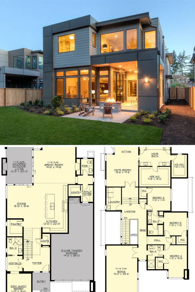 Two Story 4 Bedroom Sunoria Contemporary Style Home Floor Plan  - Two Story 4 Bedroom House Floor Plans