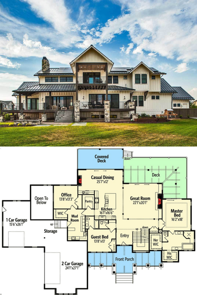 Two Story 6 Bedroom Mountain Home With Climbing And Exercise Rooms  - 6 Bedroom House Floor Plans 2 Story