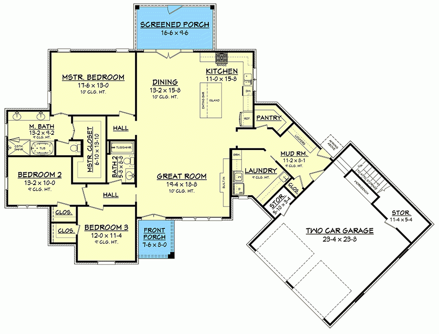 Ultimate Open Concept House Plan With 3 Bedrooms 51776HZ  - 3 Bedroom 3 Bath Open Concept House Floor Plan