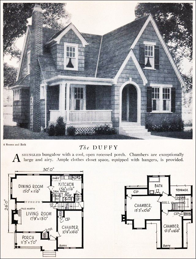 Vintage Cottage Floor Plan The Duffy Vintage House Plans Cottage  - 1948 House 4 Bedroom Cottage Floor Plans