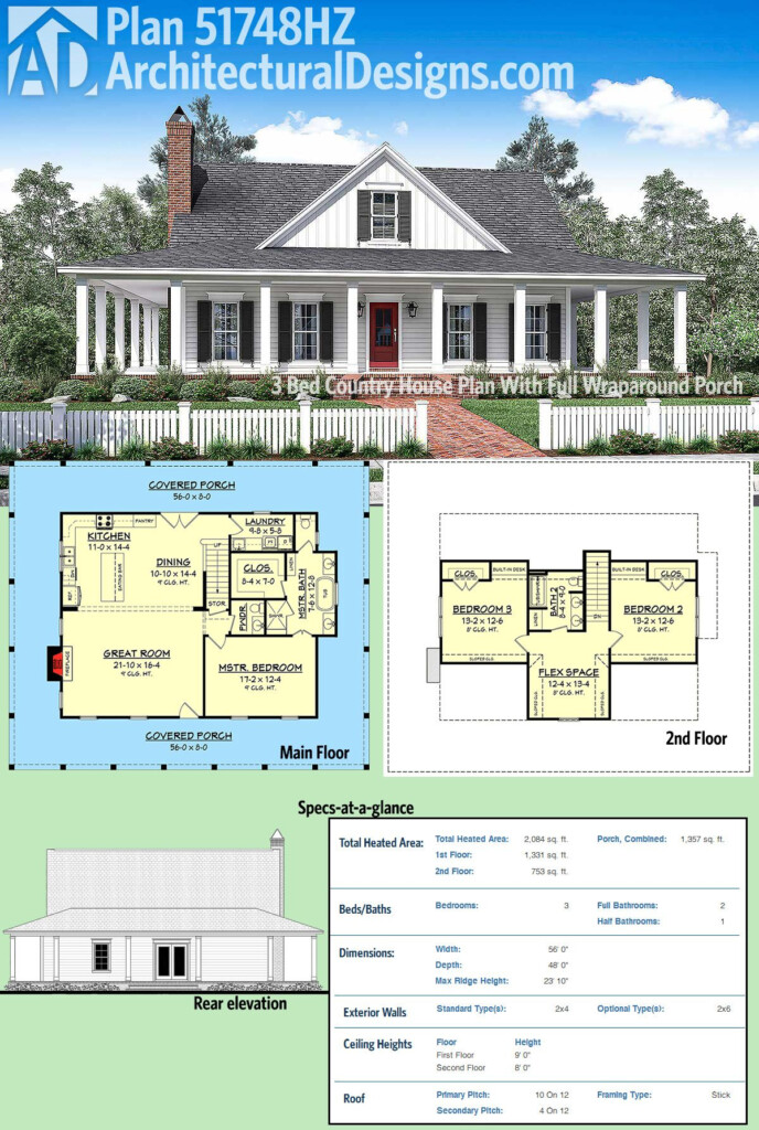 Wrap Around Porch House Plans A Guide To Building Your Dream Home  - 4+ Bedroom Main Floor Master Wrap Around Porch House Plans